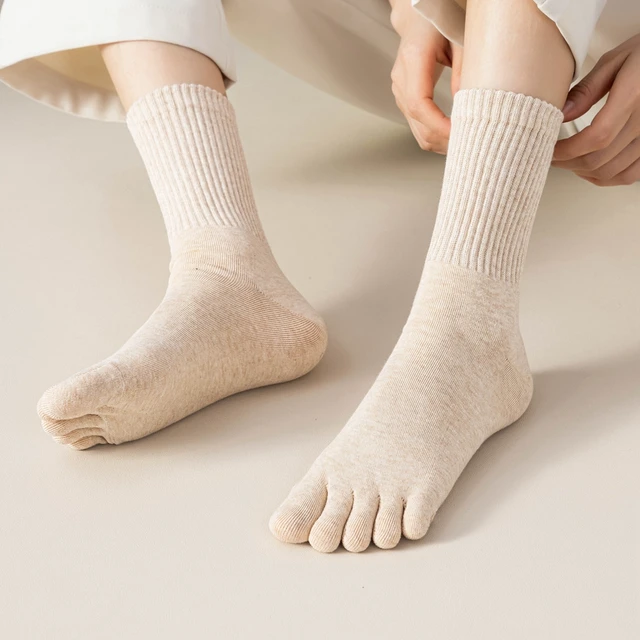 4 Pairs Five Finger Socks Women High Quality Cotton Toe Socks Autumn Spring Middle Tube Sports Socks with Separate Fingers 5