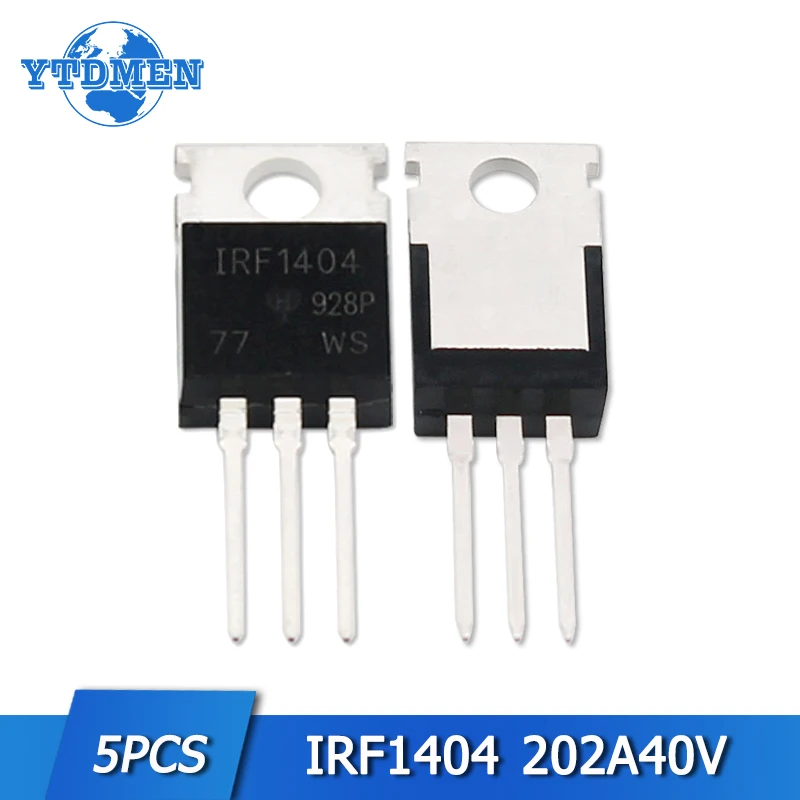 5pcs IRF1404 Transistor 1404 IRF1404PBF TO220 MOSFET MOSFT FETs 40V 202A TO-220 Field Effect Transistors Set IC