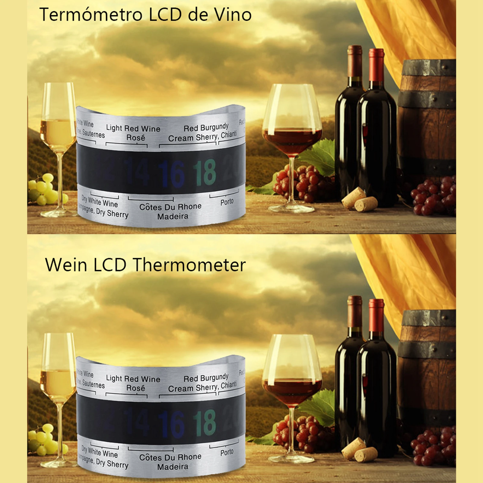 Stainless Steel Wine LCD Thermometer Bottle Beer Red Wines Bracelet Temperature Sensor Wine Thermometer Wine Bottle Thermometer 4