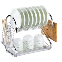 HGYZE 2Tier Dish Rack,Easy To Assemble Large Capacity Dish Drying Rack with Side Mount Cutlery Rack Kitchen Storage Rack Shelf