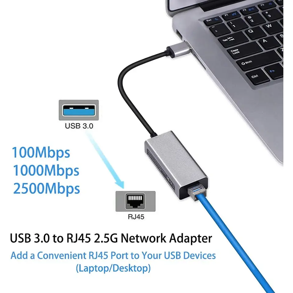 USB 3.0 To 2.5G LAN Gigabit Ethernet Adapter RTL8156B 2500/1000/100Mbps USB C 3.1 RJ45 Network Card for Laptop Desktop PC image 6