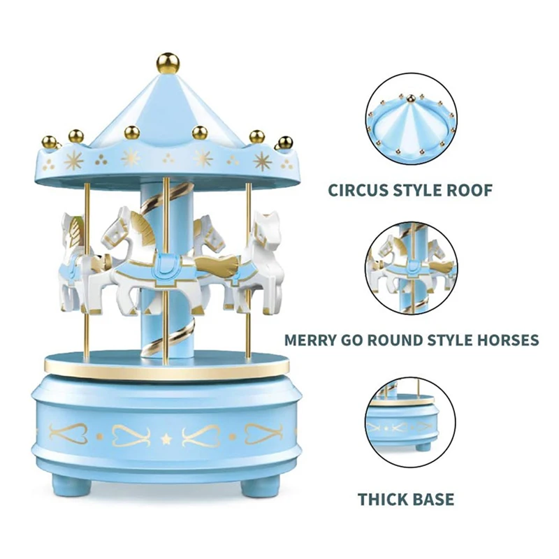 1Pc Carousel Music Box-Classic Wind-Up Mechanism With Enchanting Melodies, Perfect For Collectors And Gift-Giving