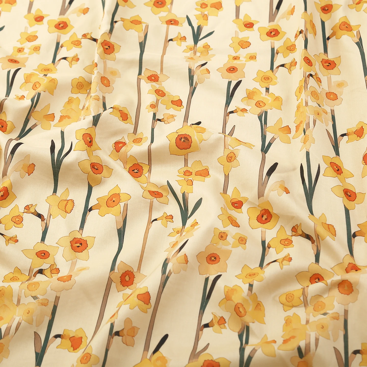 Sunny Floral Meadow Cotton Print Fabric for Sewing Meters Breathable Summer Dress Qipao Blouse Strapless DIY Craft Material
