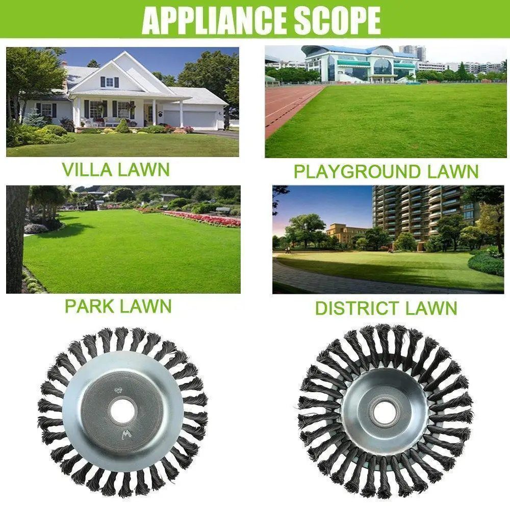 Steel Wire Wheel Garden Weed Brush Lawn Mower Grass Eater Trimmer Brush Cutter Tools Garden Grass Trimmer Head Weed Brush