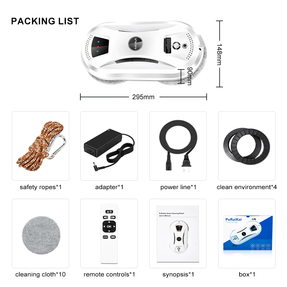 PuRuiKai window cleaning robot vacuum cleaner, window cleaning robot, glass cleaning robot, fully automatic remote control 6