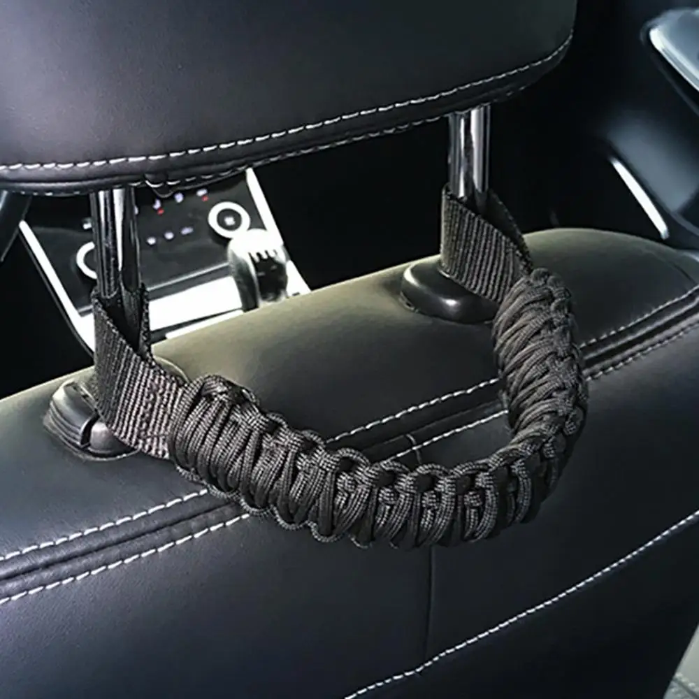 Rear Seat Grab Handle Non-Slip Woven Grab Handles Automotive Grab Bar Rear Seat Paracord Handles For Off-Road Vehicles Doorless