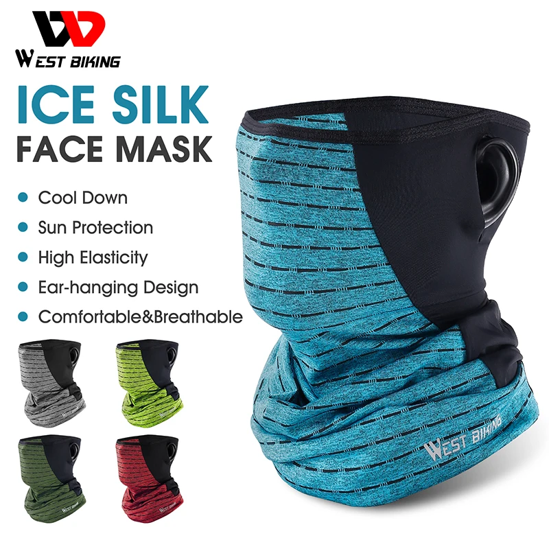WEST BIKING 여름 스포츠 스카프 사이클링 페이스 마스크, 아이스 실크, 태양 자외선 차단, 자전거 헤드웨어, 야외 낚시, 등산 하프 마스크