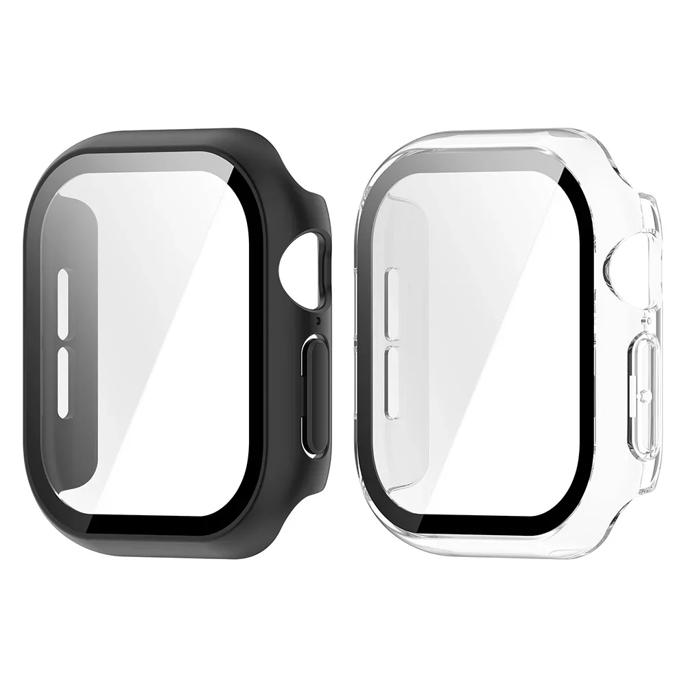 Durable Tempered Glass Screen Protector with Hard Bumper Cover for Smartwatch - Scratch-Resistant Protective Case