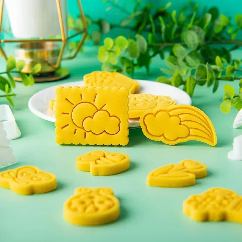 Weather Spring Collection Cookie Mold Bee Flower Rabbit Umbrella Sun Fondant Embosser Cutter Easter Birthday Cake Decoating Tool cookie cutter baking mold cookie mould cookie printing mold fondant cutter baking decorating tools cookie maker press kit