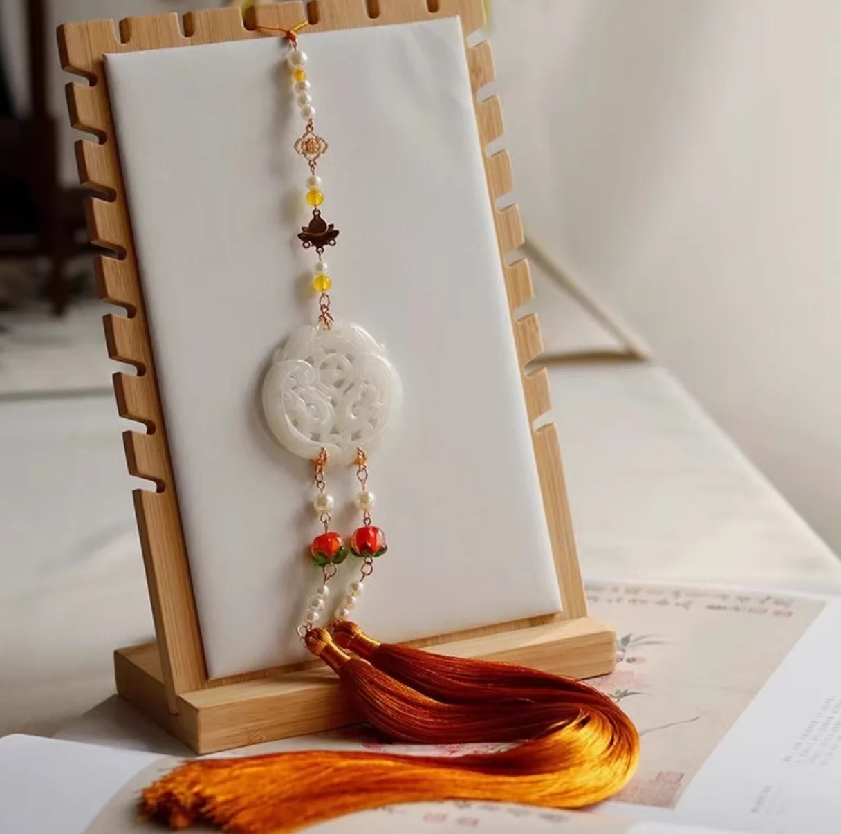 Imitation Jade Pendant With Hanfu Tassels - Chinese Style Waist Accessory For Traditional Outfits - View #11