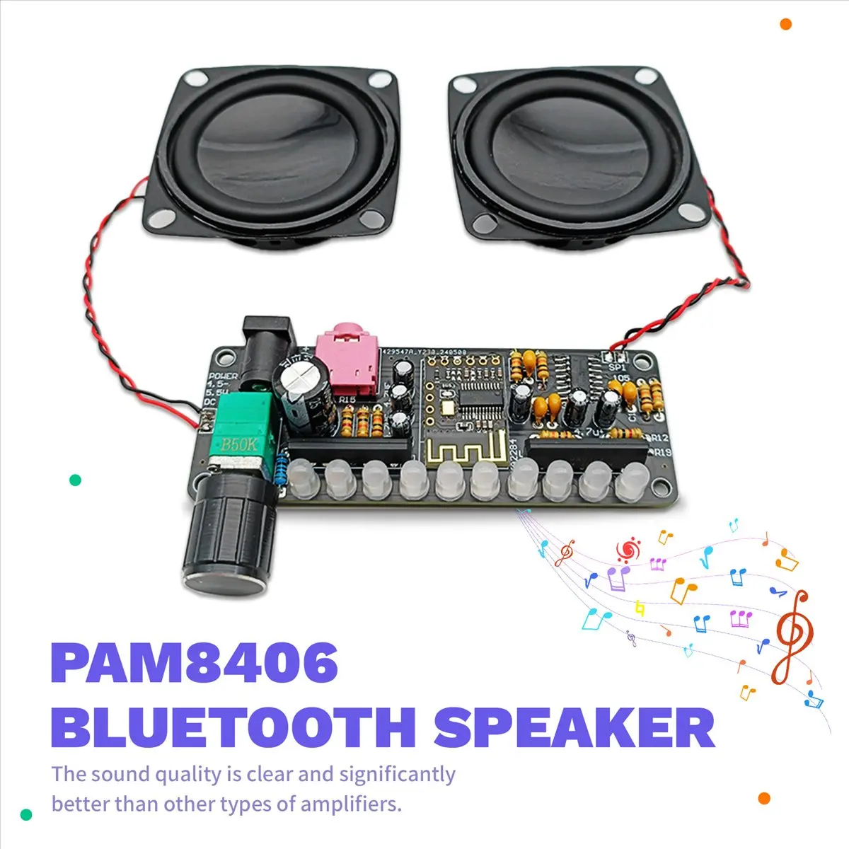 A73T PAM8406 블루투스 스피커 키트 DIY 납땜 프로젝트 USB 전자 앰프 홈 스테레오 스피커 DIY 키트