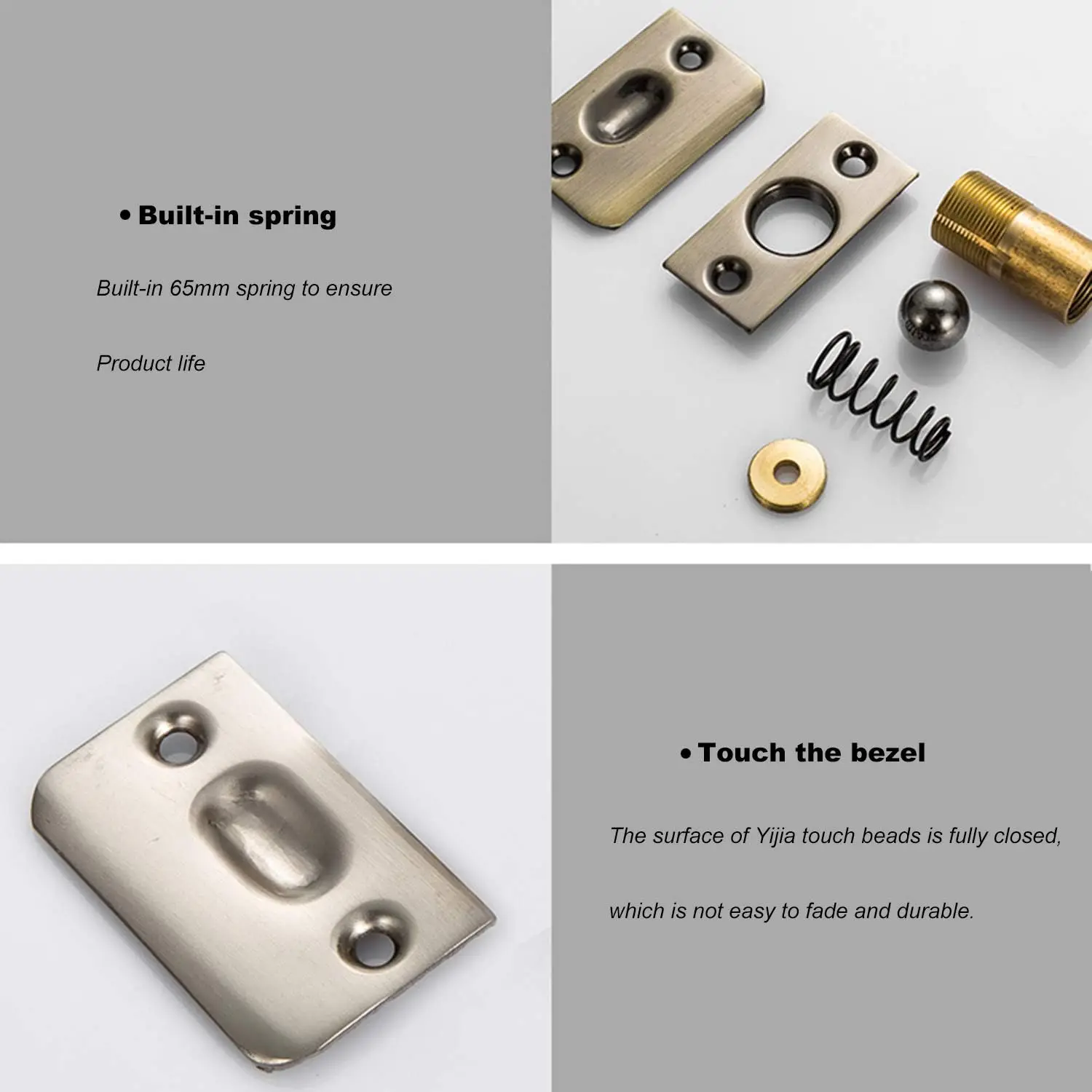 Catch Door Hardware Closet Door Latch Adjustable Spring Cabinet Latch French Catches Pack of 2 (Gold)