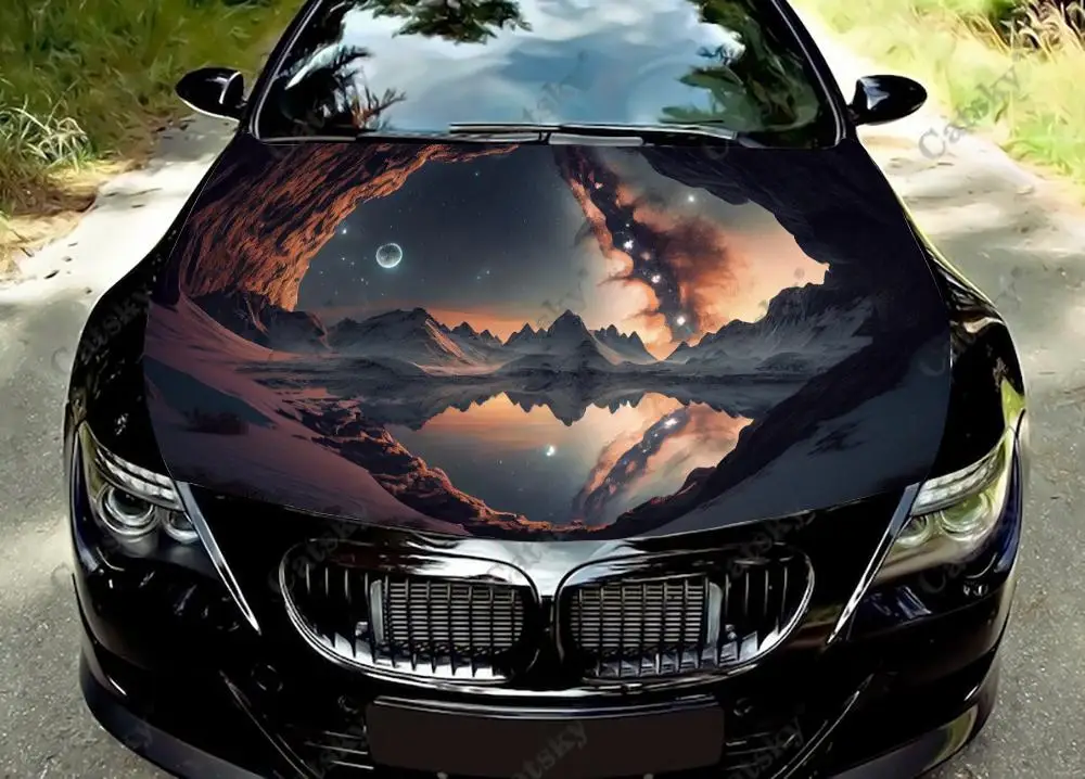 

Nature Landscape Galaxy Mountain Car Hood Vinyl Stickers Wrap Vinyl Film Engine Cover Decals Sticker on Car Auto Accessories