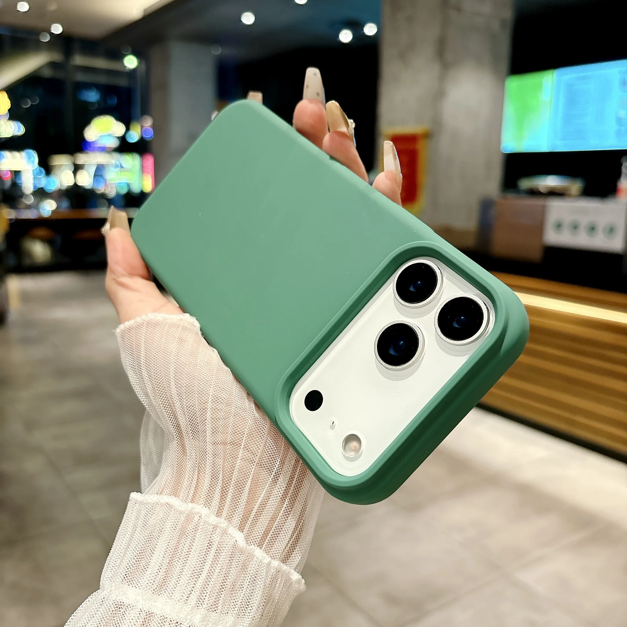 Shockproof Matte Soft Silicone Case with Button Protection - Solid Color