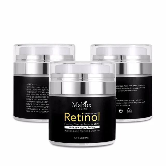 3Pcs 50 Ml Retinol 2,5%Hidratáló Arckrém -Hialuronsav Antiaging Távolítsa El A Ránc -Vitamin Kollagén Sima Fehérítő Krémet