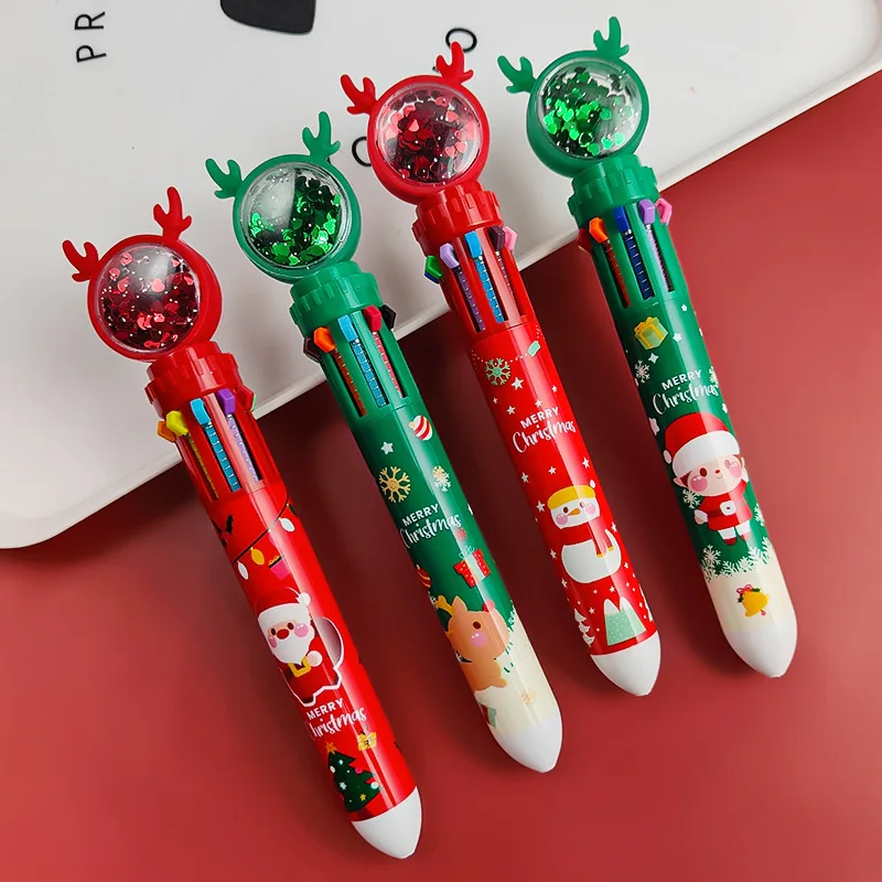 

Christmas 6/10 Colors Ballpoint Pen Cute Xmas Cartoon Pens School Office Journal Supplies New Year 2024 Kids Christmas Gift Noel