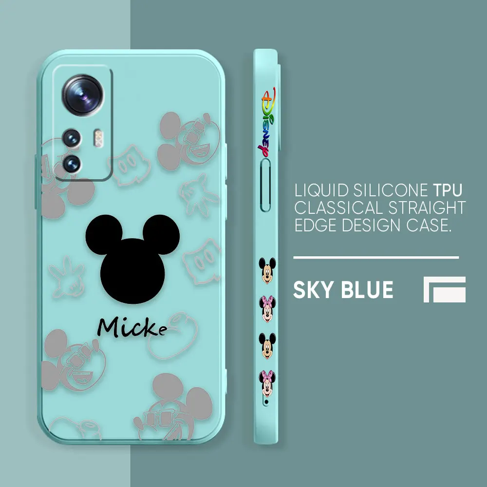 thumbnail image 1 of Case For Xiaomi 13 12 12S 11 11T 10 10S 9 9SE 8 Pro Ultra Lite Colour Simple Liquid Silicone Case Anime Cute Mickey Minnie Mouse, 1 of 5