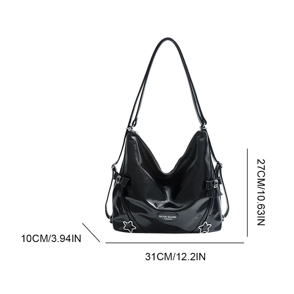 Women Y2k Shoulder Bag Large Capacity All-Match Shoulder Bag Solid Color Cute Tote Handbag Work Commute School Bag