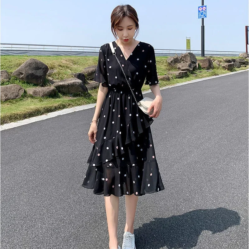 Floral Midi Silk Flower Woman Dress Satin Black Dresses for Women 2024 Chiffon Clothes Xxl Vintage Fashion Summer One-piece Hot