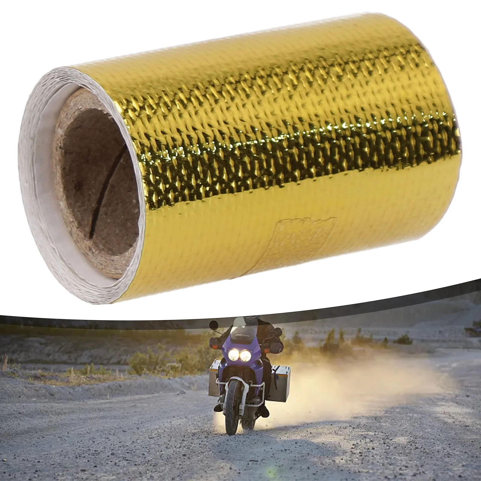 

Universal Motorcycle Car Gold Thermal Exhaust Tape Air Intake Heat Insulation Shield Wrap Reflective 2021 Accessories