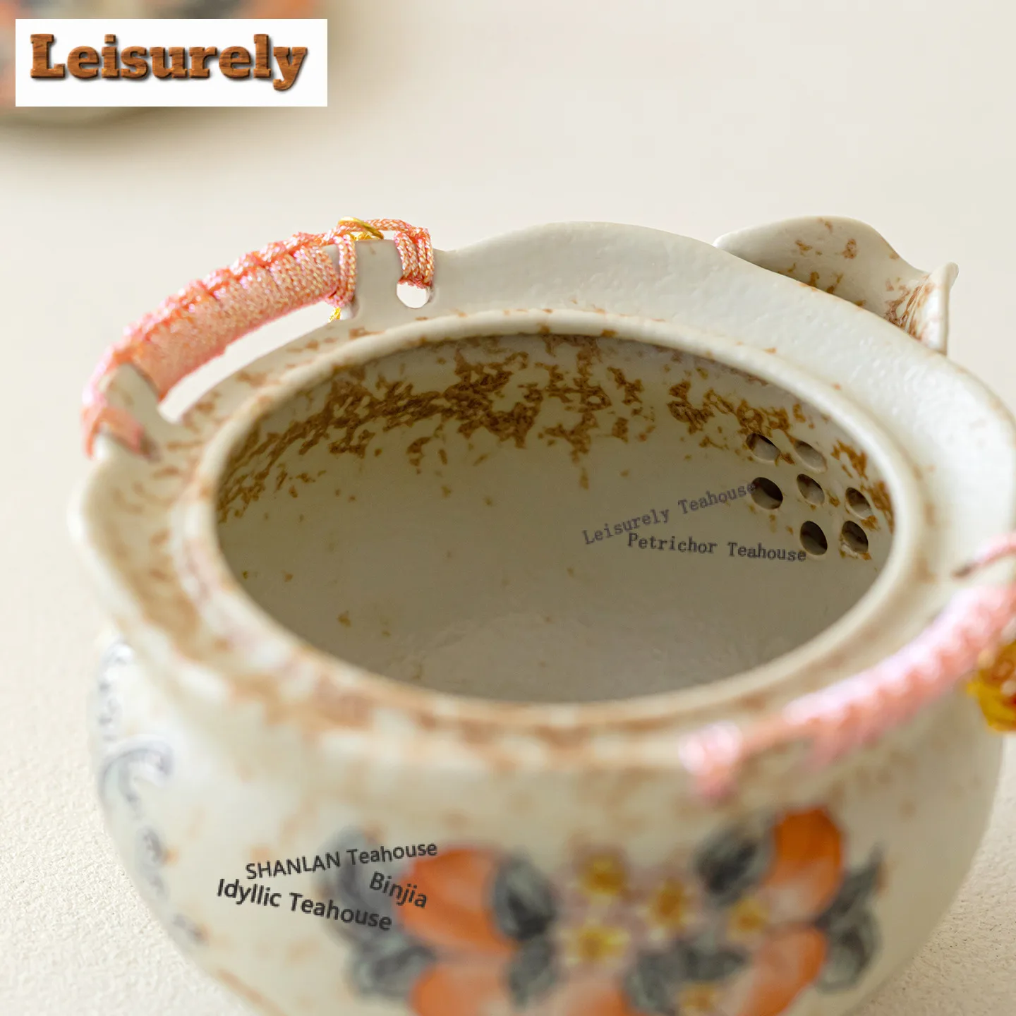 200ml Caramel Glaze Peach Butterfly Handheld Teapot Ancient Tea Infuser Pot Tea Brewing Kettle With Filter Tea Set Ornaments