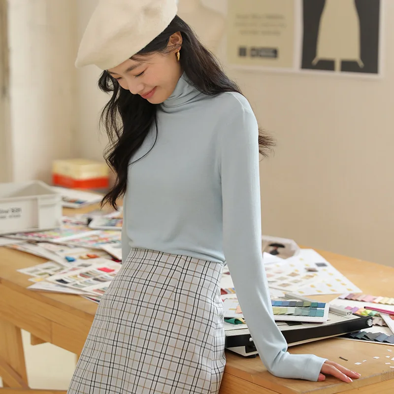 

High Quality Women's Warm Wool Knitwear Autumn and Winter Soft Half Turtleneck Tops Lady Solid Colour High Neck Knitted Sweater