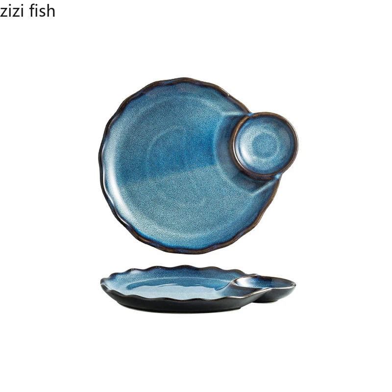 Vintage Irregular Ceramic Plate Dessert Snack Plate Dumpling Sushi Plates Restaurant Molecular Cuisine Creative Tableware