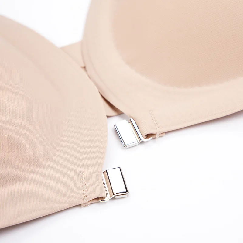 women's Non Steel Ring Bra Gathered Underwear Girls Front Closure Sexy Bralette Thin Breathable Brassiere Push Up Invisible Bras