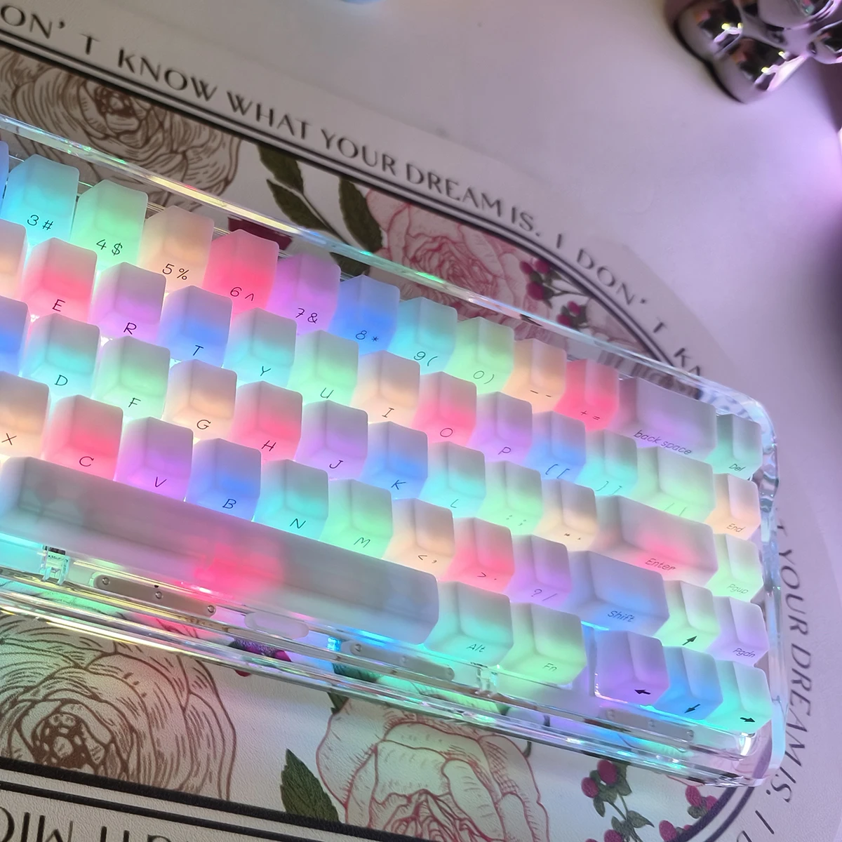 Idobao-conjunto de Teclas Abs em Mármore Branco Translúcido para Teclado Mecânico com Impressão Lateral para Oem 130 Chaves - Imagem 6