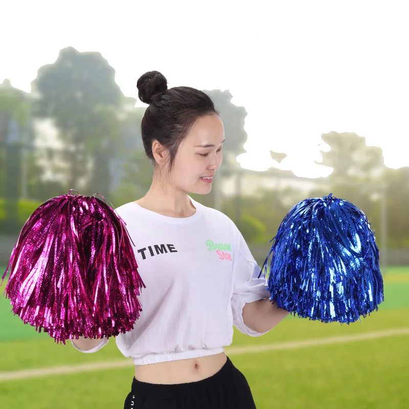 14Pcs Poms Pom Cheerleading Cheerleader Party Pompoms Metallic