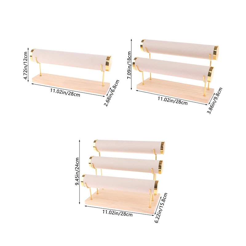 1/2/3-Layer Jewelry Display Stand Wooden Jewelry Bracelet Watch Display Holder For Women Men Gift