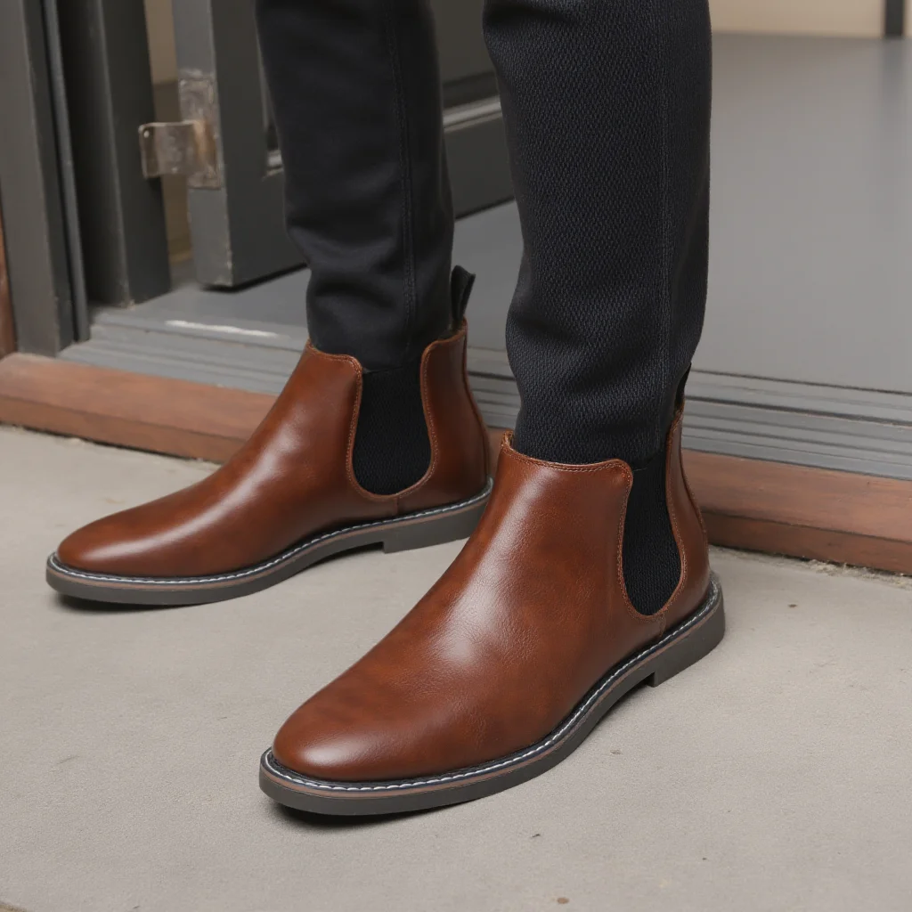 40 ~ 46 أحذية تشيلسي للرجال ماركة ريترو أحذية رجال...