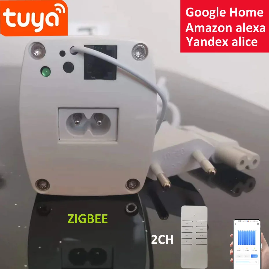 Tuya-zigbee Mini1 Gen Smart Curtain Motor 225 mm Short Electric Curtain Motor 2ch Remoteintelligent Voice Control Alice Alexa Google Home Novo