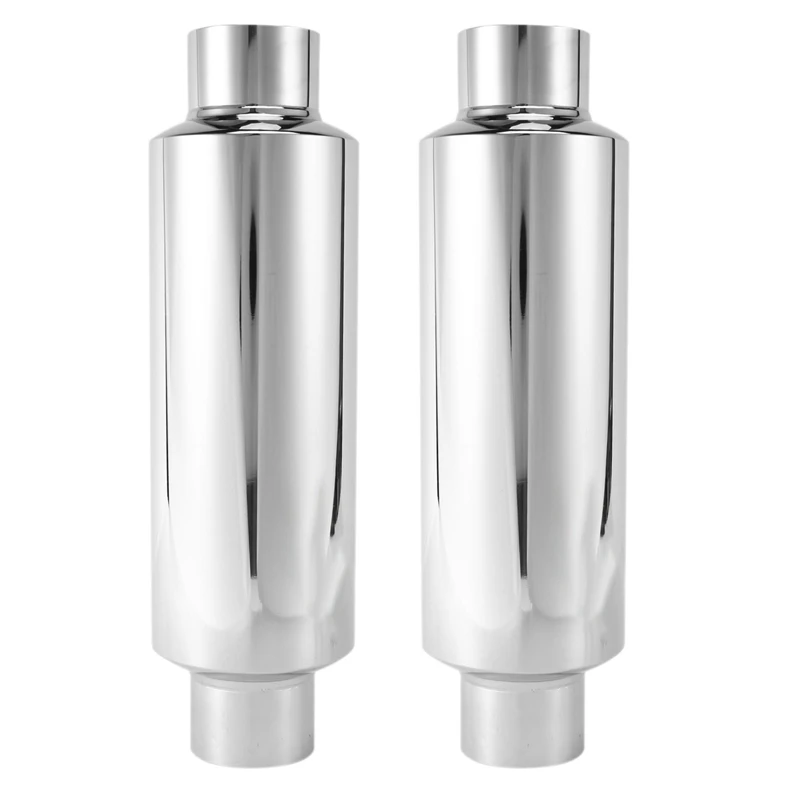 

2X Car Exhaust Muffler 2.5 Inch Inlet Stainless Steel Universal Resonator 12 Inch Long Performance Muffler