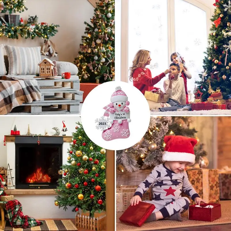 Babies First Christmas Ornament 2023 Snowman In Socks First Christmas Ornament Adorable Acrylic First Christmas Ornament 2023