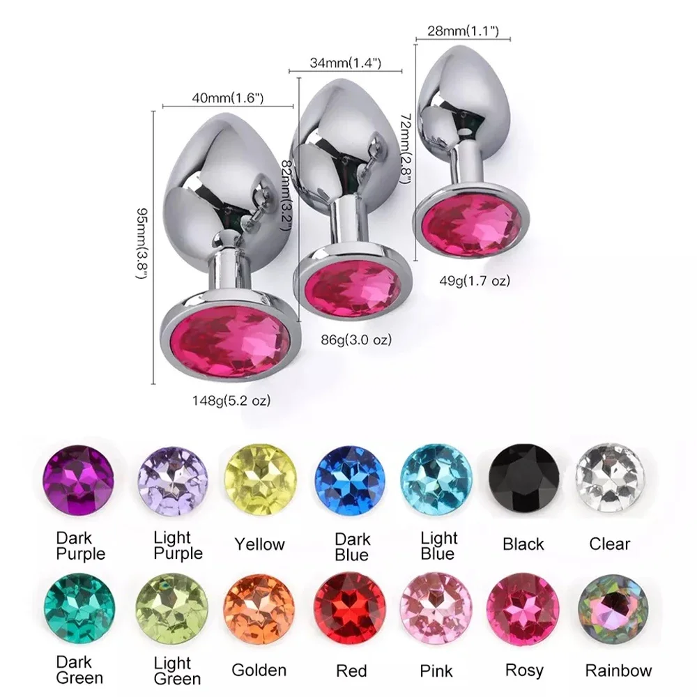 Anal plug metal anal plug stainless steel butt plug jewelry colorful crystal anus anal bead adults sex toys women adult game