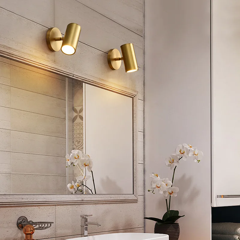 Modern Decoration Adjustable Angle Led Wall Lamps Lighting Vintage Home Vanity Light Fixture Sconce Lamps Gold Metal Iron Light