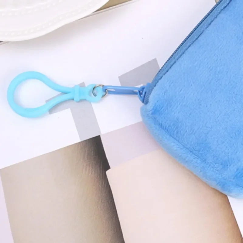 Soft Plush Coin Purse Cartoon Light Fluffy Wallet Handheld Cash Moneybag Zip Closure Solid Color Wallets Bank Card Storage Bag