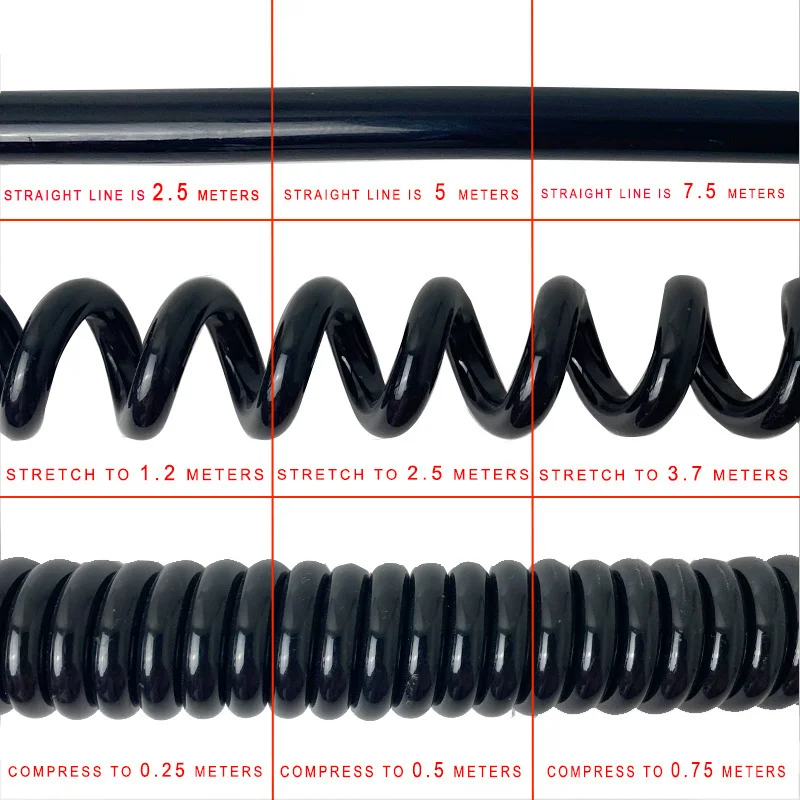 Description Picture 2 of itemWhite PU Spiral Spring Cable Copper 2/3 Cores Pins 0.3/0.75/1.5/2.5m2 Telescopic Power Cord Scalable Electrical Wire