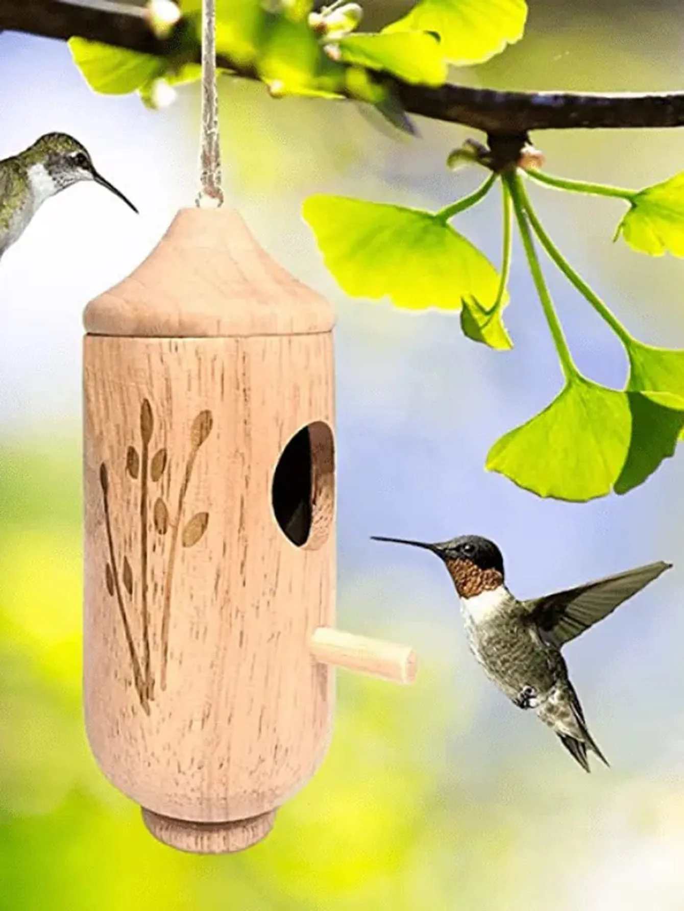 1pc-Hummingbird nest hanging swing bird nest house wooden style random