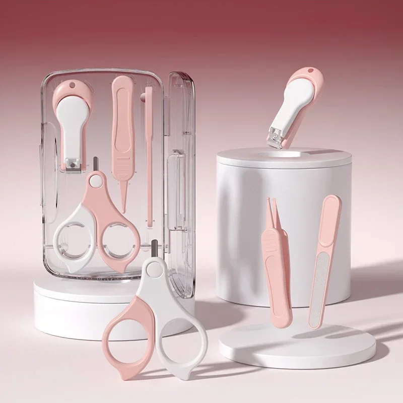4PCS Newborn Baby Nail Scissor Baby Nail Care Tool Kid Safe Portable Clipper Trimmer Tweezer with Box Children Manicure Kit