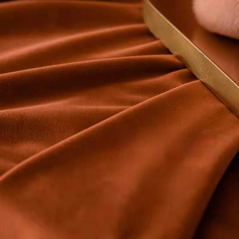Simple Stylish Solid Color Dark Orange High Blackout Curtains High-end Thicken Australian Wool Curtains for Bedroom Living Room 3