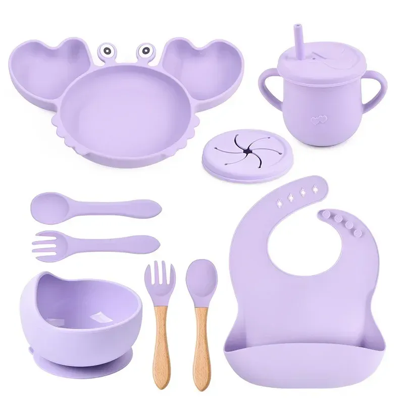 Divided Plates for Kids Baby Silicone Suction Bowl Sets Infant Complementary Feeding Suction Bowls