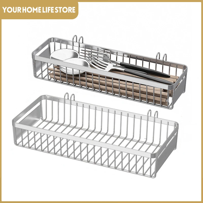 Hanging Cutlery Holder Drainer Spoon Fork Chopsticks Storage Basket Rack Kitchen Accessories 304 Stainless Steel Tool Organizer