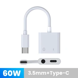 60W Dual Function Audio OTG Adapter with USB C and 3.5mm Headphone Ports (3.5mm type c)