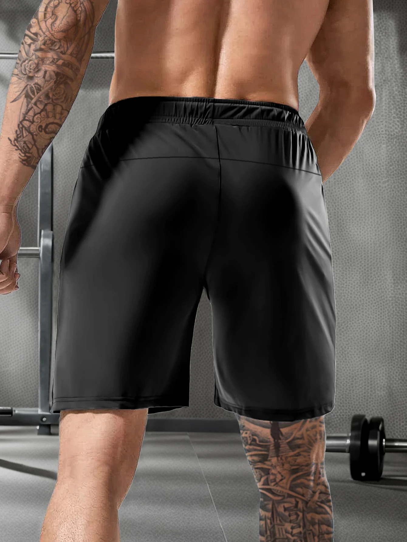 Men's solid color shorts, with zipper pockets, casual elastic drawstring shorts with a loose waist and high elasticity, suitable 2