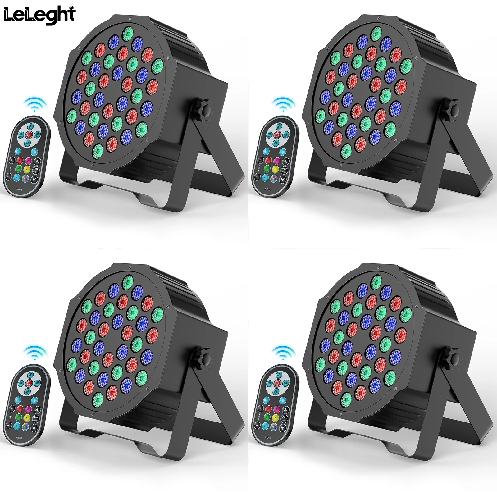 Yiflamefly 4 Pcs Par Light 36 RGB LED Stage Light Party Light DMX512 With Remote Control For DJ Party Show Halloween Christmas