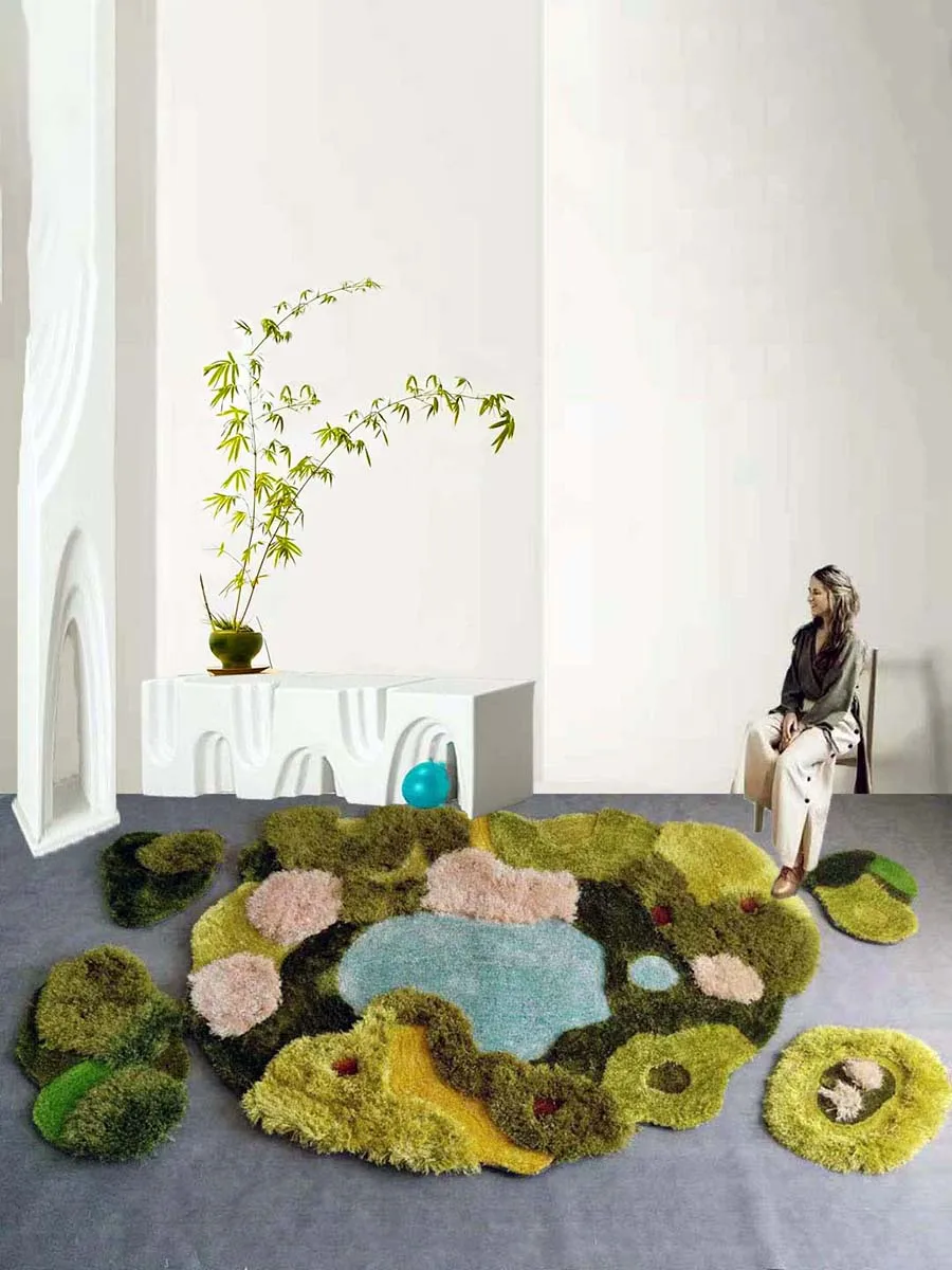 

Decorative carpet,Indoor Imitation Lawn Carpet for Children's Room, Green Moss Rug, Plush Shaggy, Living Room Green Forest