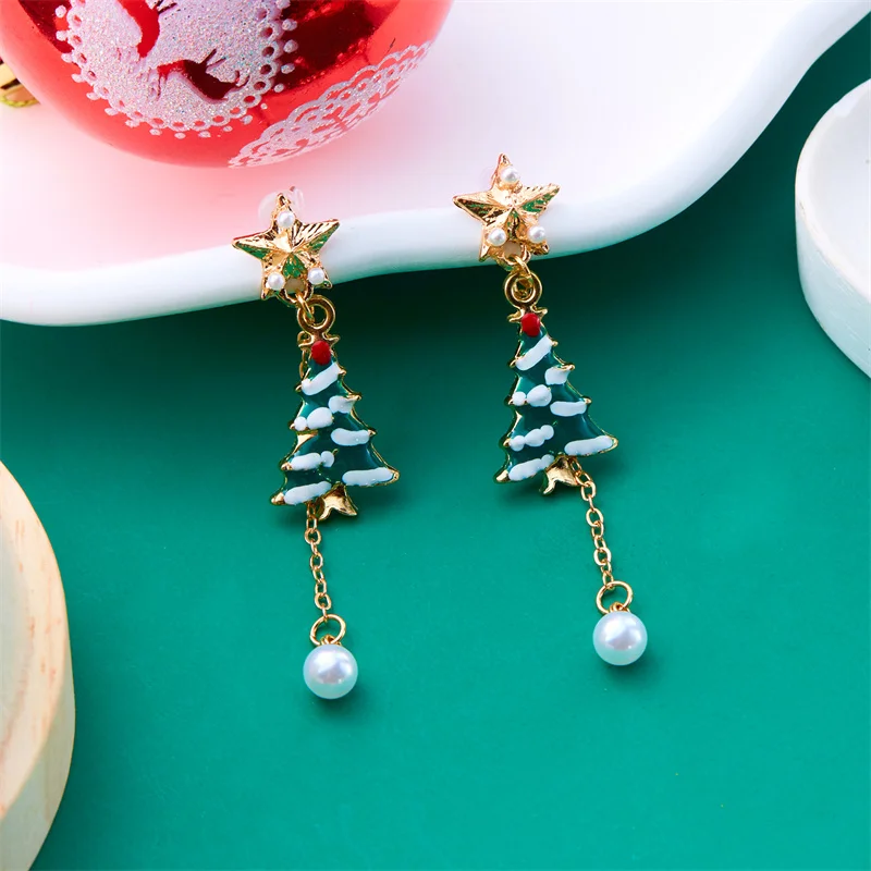 Neue Weihnachtsbaum-Hirsch-Schneeflocken-Quasten-Ohrstecker für Damen Party Feiertag Neujahr Schmuck Weihnachtsfest Geschenke – Detail 8