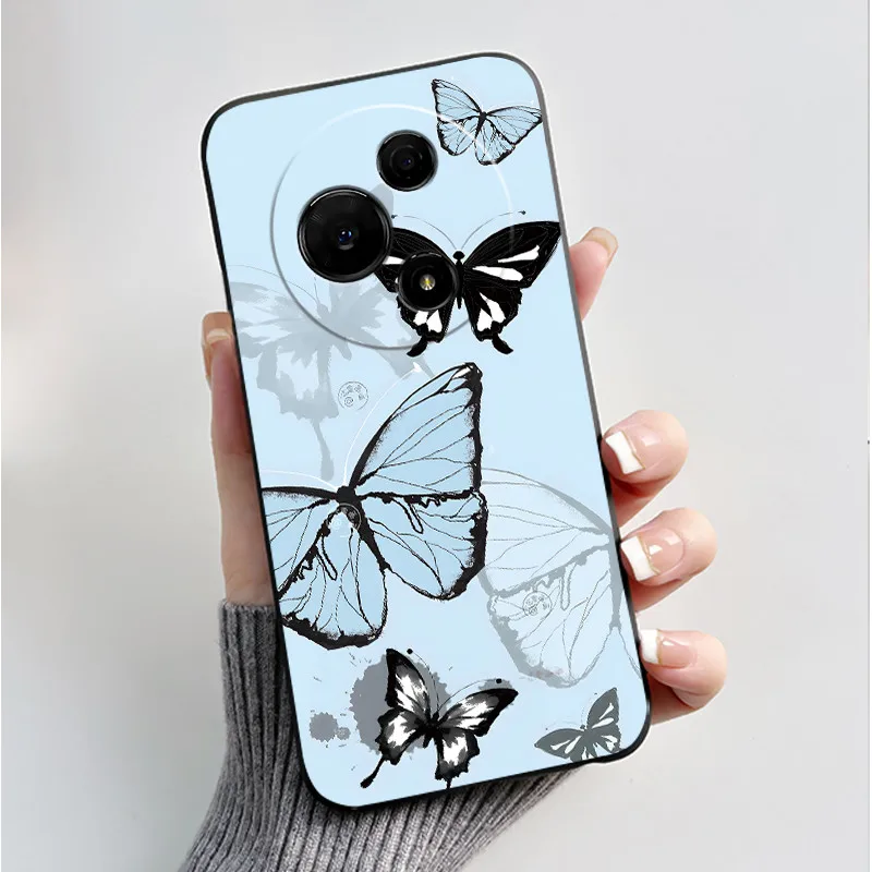 Luxury Fashion Butterfly Flowers Black Soft Silicone Shockproof Phone Case Cover